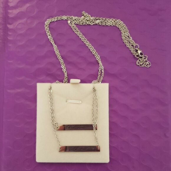 Smartass & Sass Necklace, "LIFE'S SHORT TALK FAST"- 2-layer Silver Tone, NIB - Picture 6 of 11